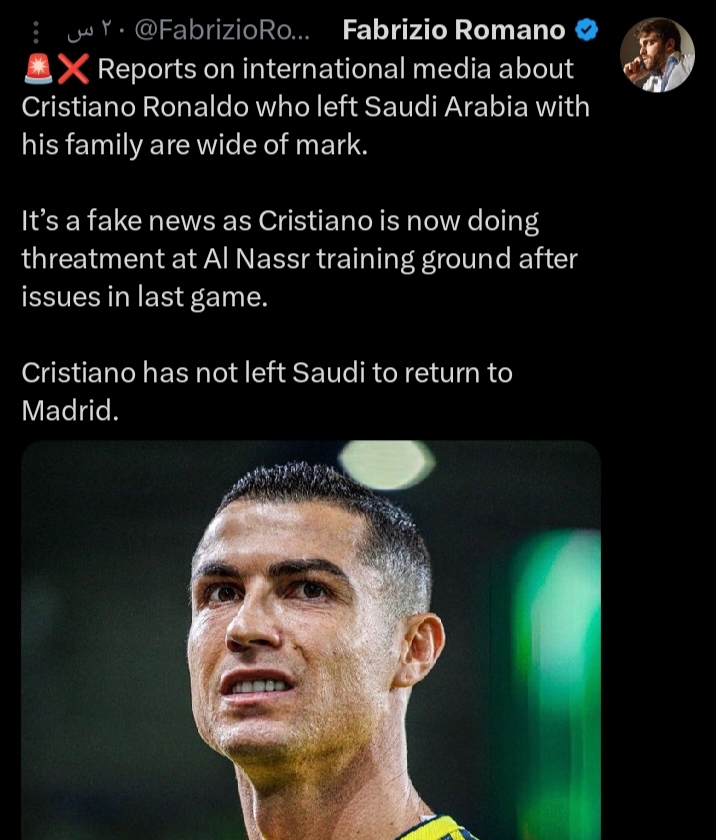 حقيقة مغادرة رونالدو السعودية مع عائلته وسط التصعيد الإقليمي